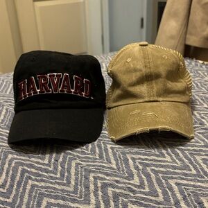 Black Cap and Tan Distressed Cap Set